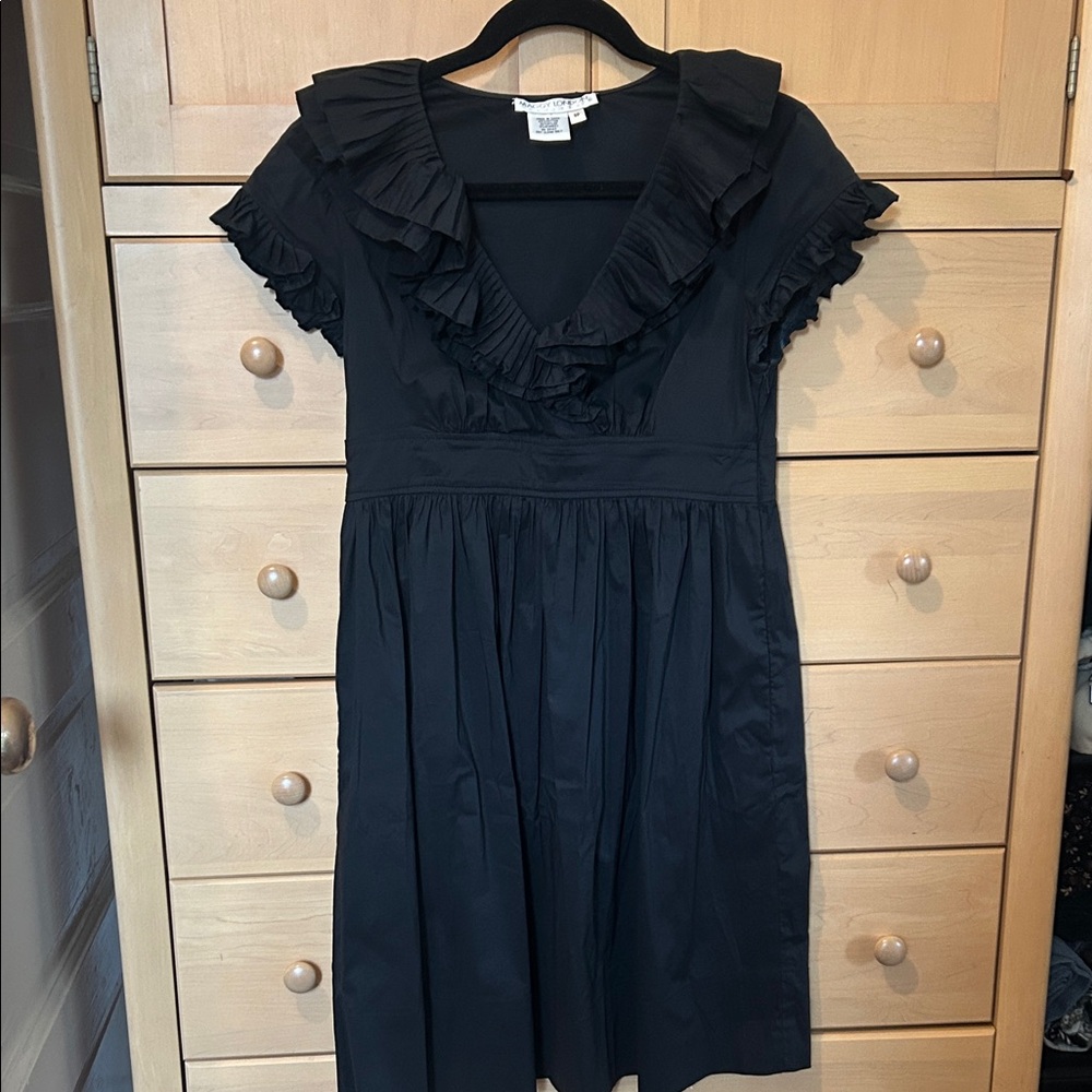 Maggy London Black Ruffle Midi Dress